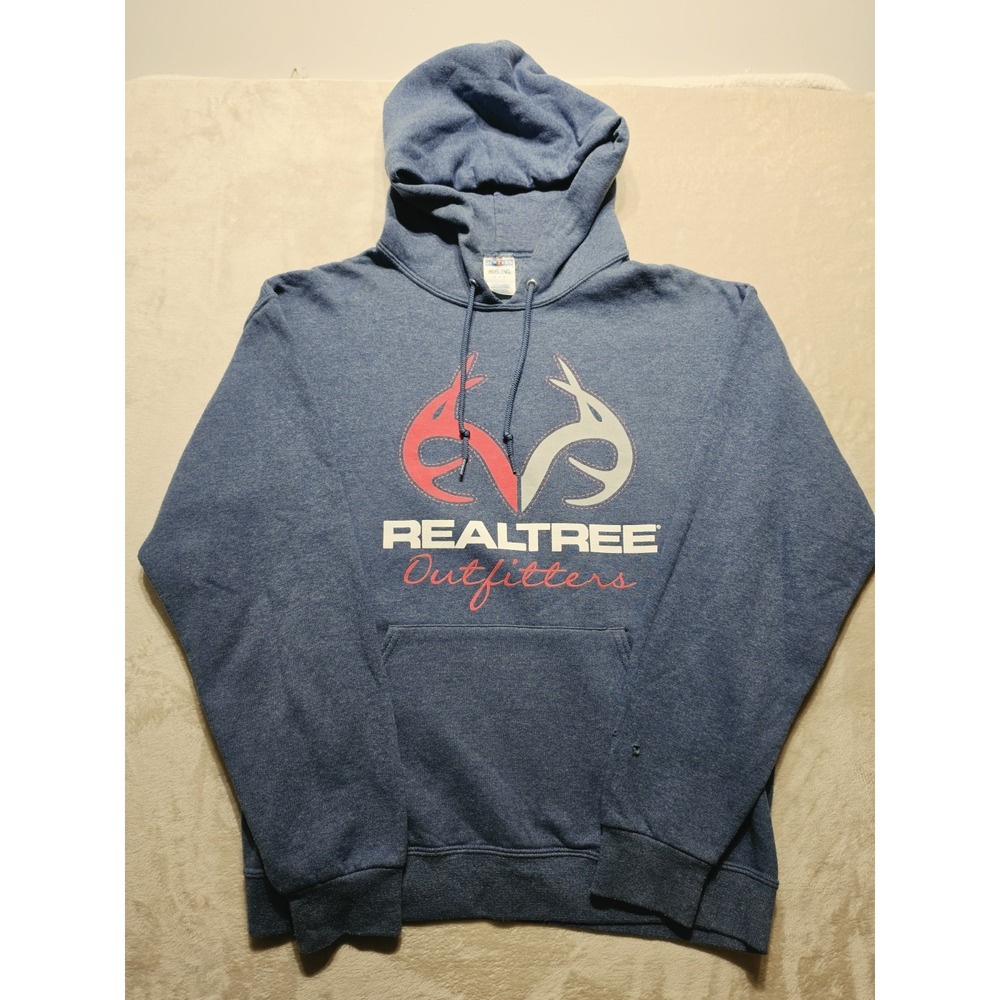 Realtree Outfitters‎ Hoodie Womens M Blue Antler Logo Hunting Pullover Jerzees